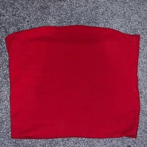 Red tube top crop top